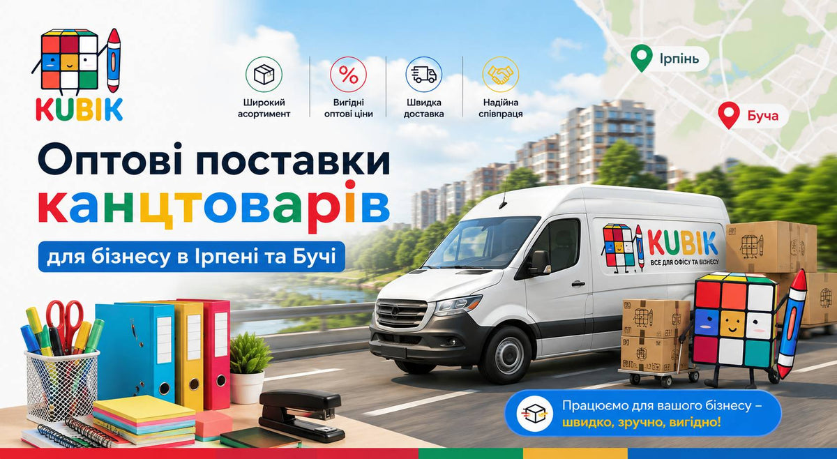 Оптові поставки канцтоварів для бізнесу в Ірпені та Бучі