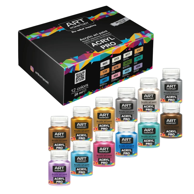 Набір Фарба художня ACRYL PRO ART Kompozit кольори металік 12*20 мл
