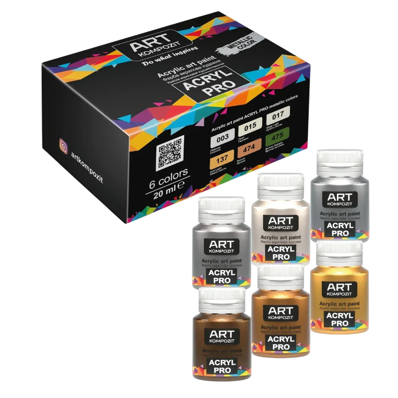 Набір Фарба художня ACRYL PRO ART Kompozit кольори металік 6*20 мл