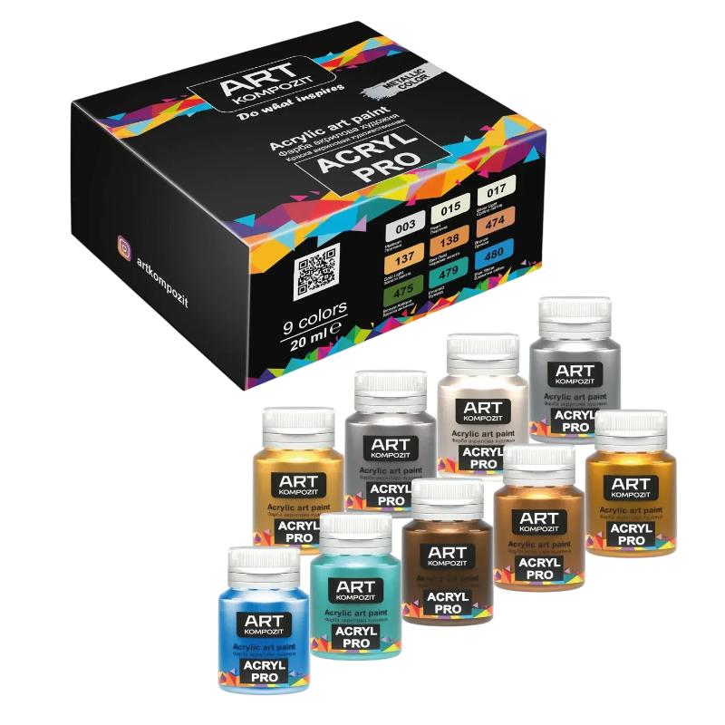 Набір Фарба художня ACRYL PRO ART Kompozit кольори металік 9*20 мл