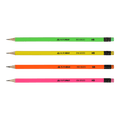 Олівець графітовий NEON, НВ, з гумкою, асорті, туба 100 шт.