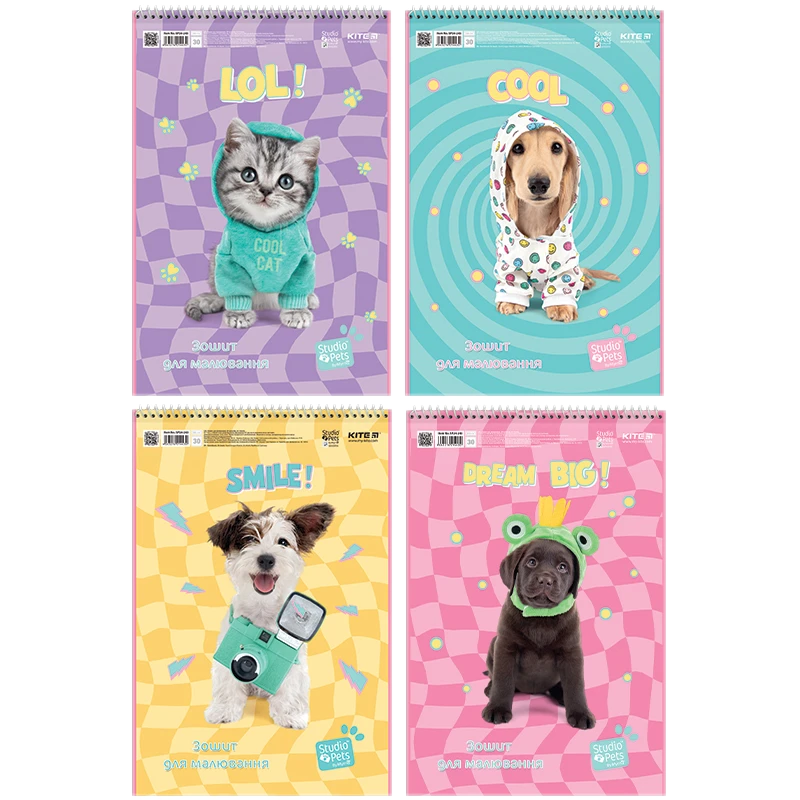 Альбом для малювання А4/30арк "Kite" на спіралі, Studio Pets