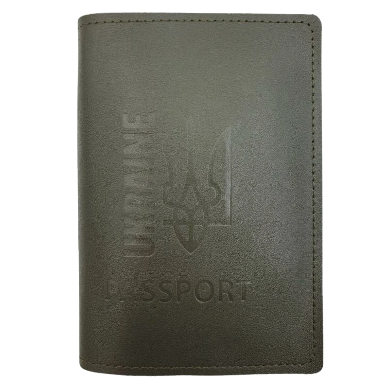 Обкладинка для паспорта 4PROFI кожзам, Тризуб хакі