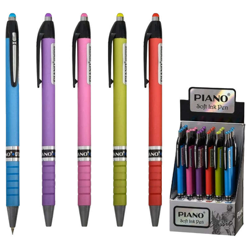 Ручка масляна автомат "PIANO" "Color" синя, кол.корпус