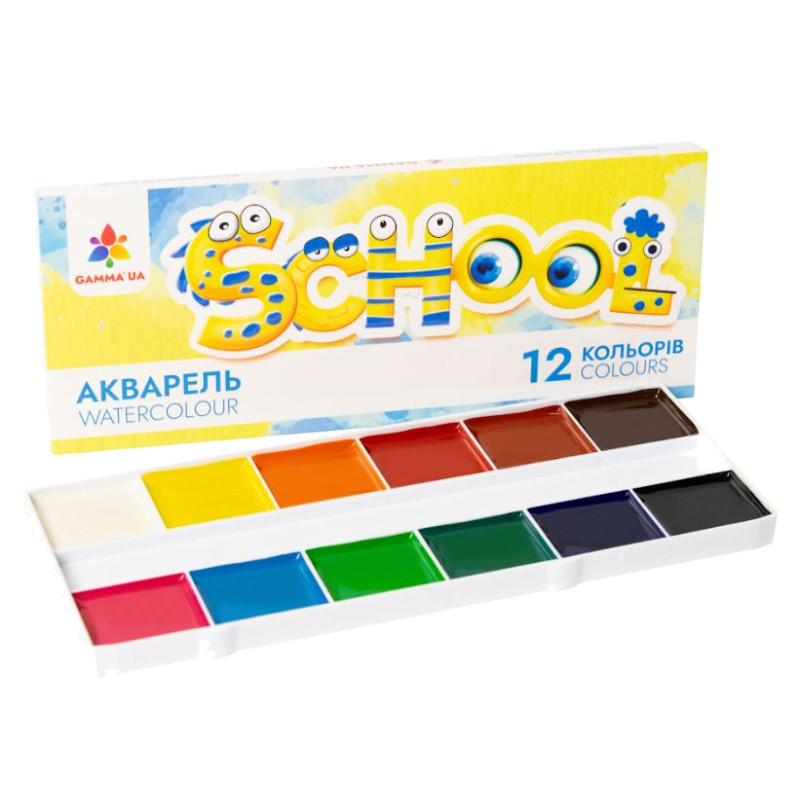 Акварель ГАММА'UA 12 кольорів, палітра