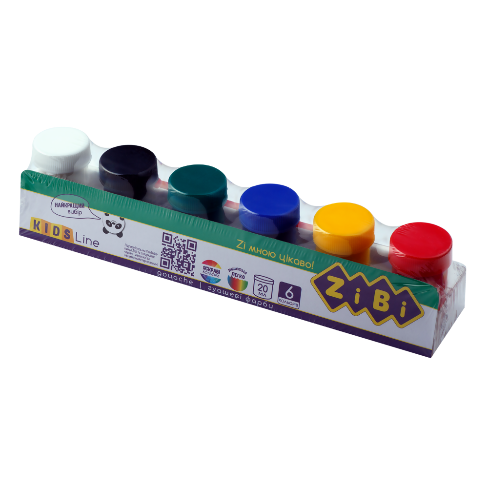 Гуаш ZiBi 6 кол. х 20мл, KIDS Line, з пензликом