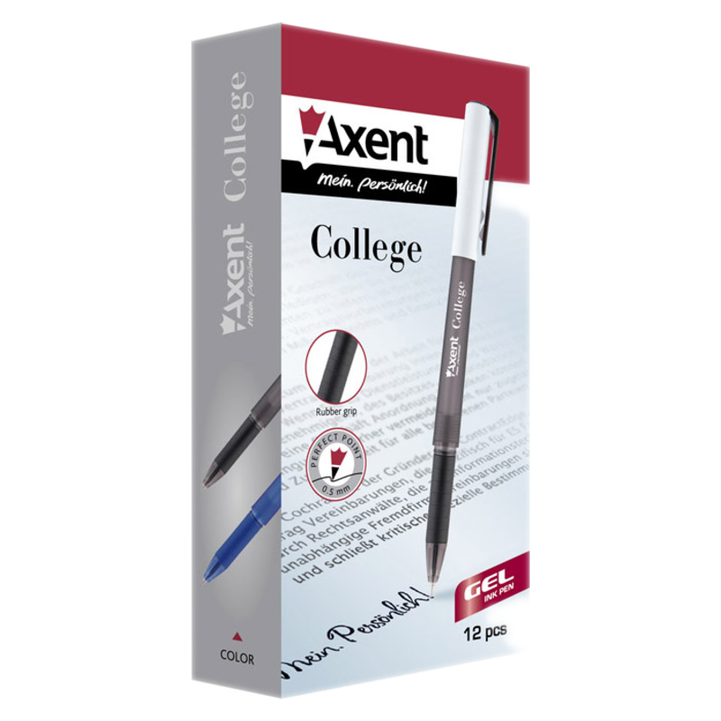 Ручка гелева Axent College чорна, фото 2