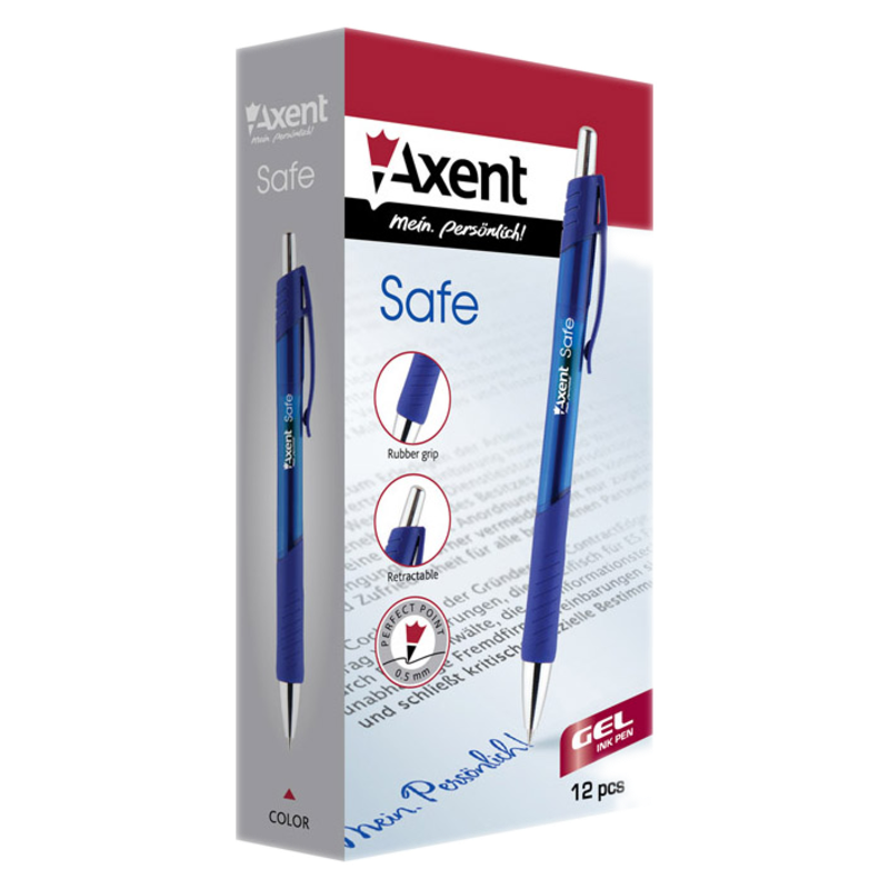 Ручка гелева автоматична Axent Safe, упаковка