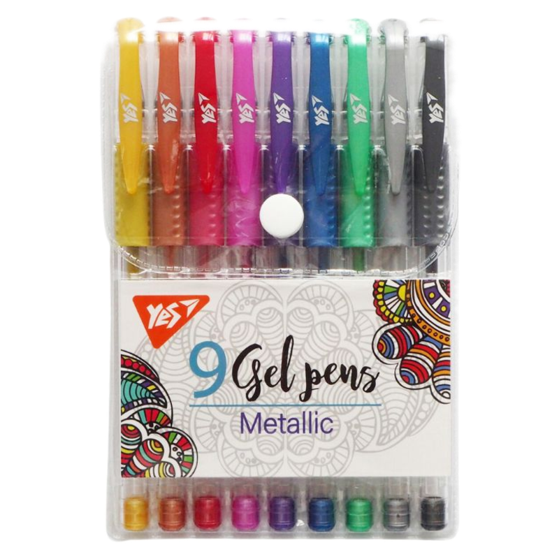 Набір гелевих ручок YES 9 кольорів Metallic