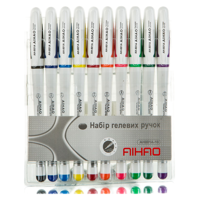 Набір гелевих ручок AIHAO AH801A 10 кольорів
