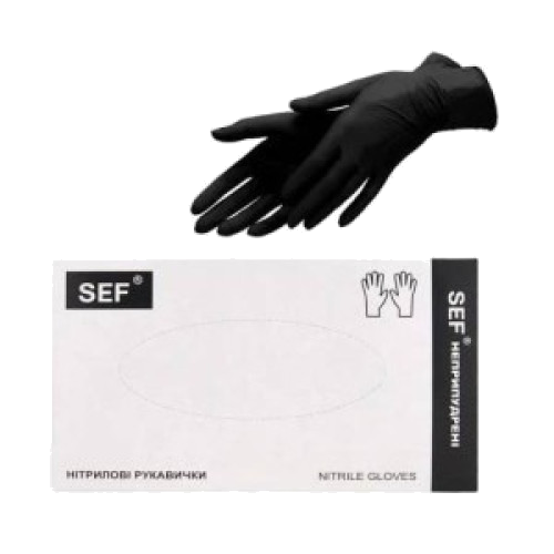 Рукавиці SEF нітрилові чорні XL 100 шт.