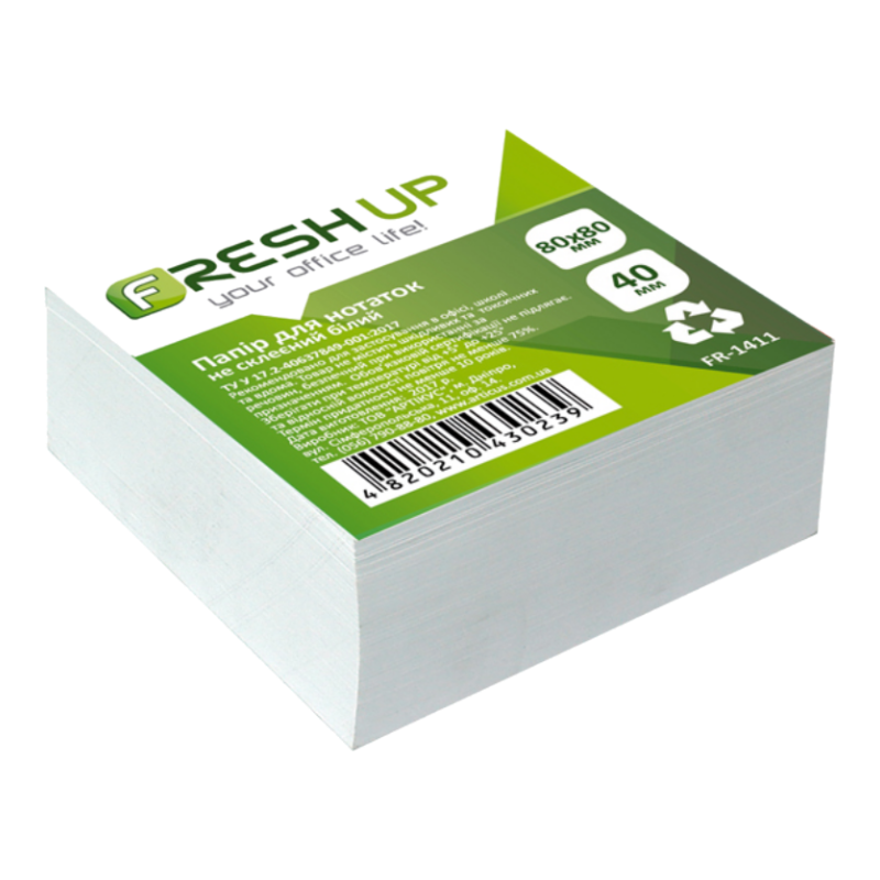 Блок для нотаток Fresh Up 80х80 білий не клеєний