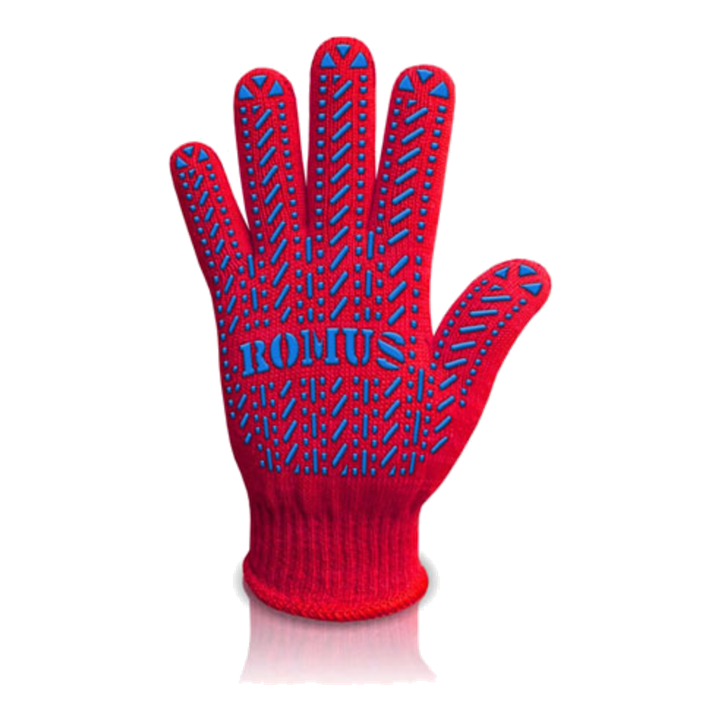 Рукавиці трикотажні з ПВХ вкрапленням Romus 6-нитка платування червоні 2 шт.