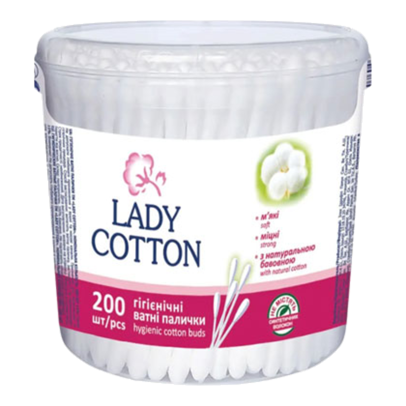 Ватні палички Lady Cotton в банці 200 шт.