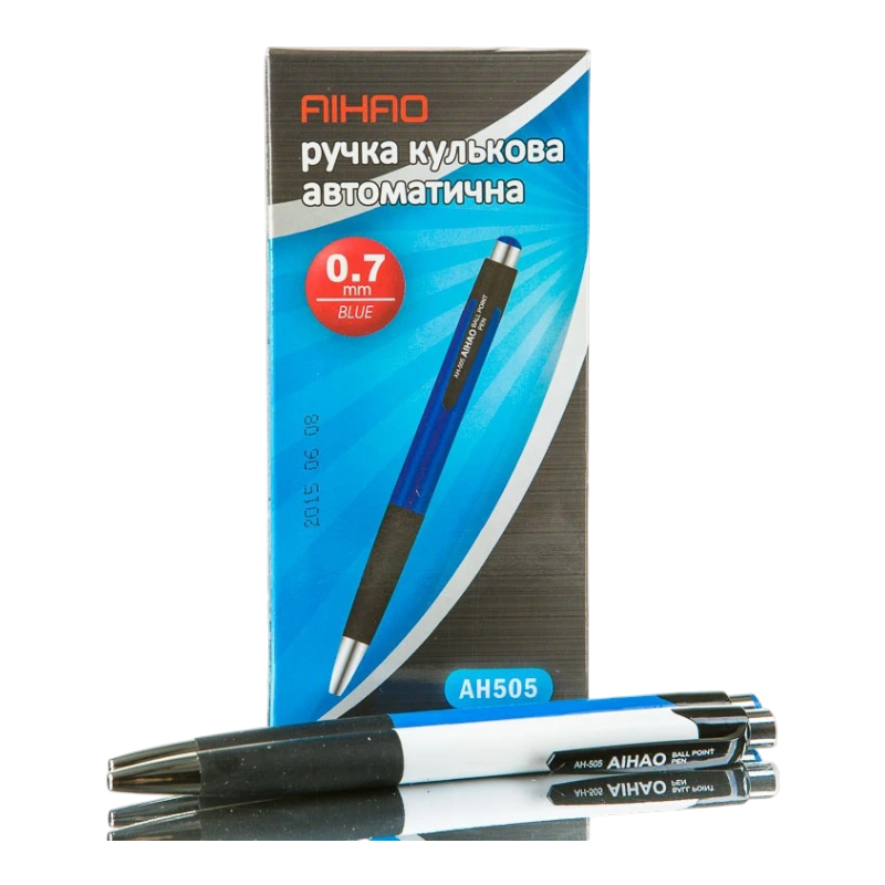 Ручка автомат "AIHAO" синя, 0,7мм